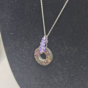 925 Blue Purple Druzy and Tanzanite Necklace